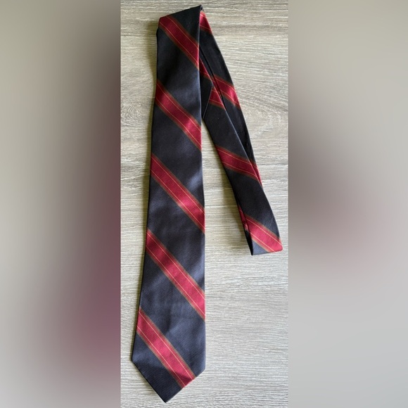Vintage Striped Tie Red Blue Necktie - Picture 1 of 3